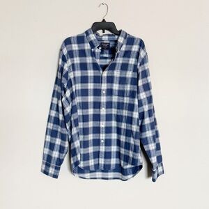 🌿Final Sale Abercrombie & Fitch‎ Soft Cotton Mens Blue Plaid Flannel Shirt